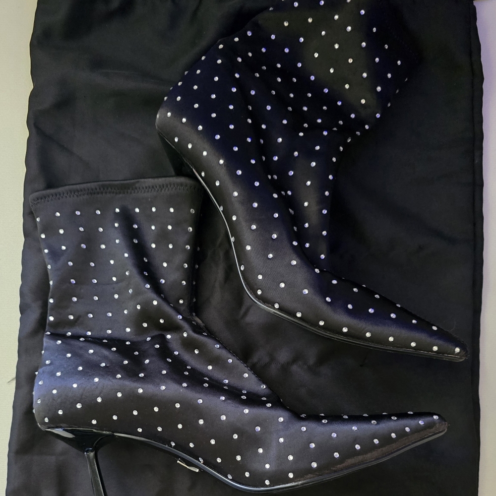 Express Black Rhinestone Heeled Boots